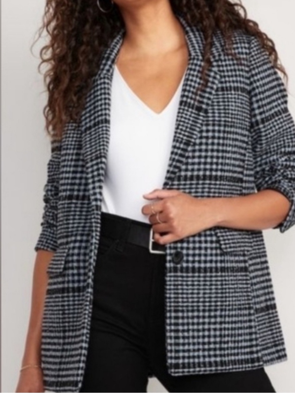 Old Navy Black & White Checked Houndstooth Blazer